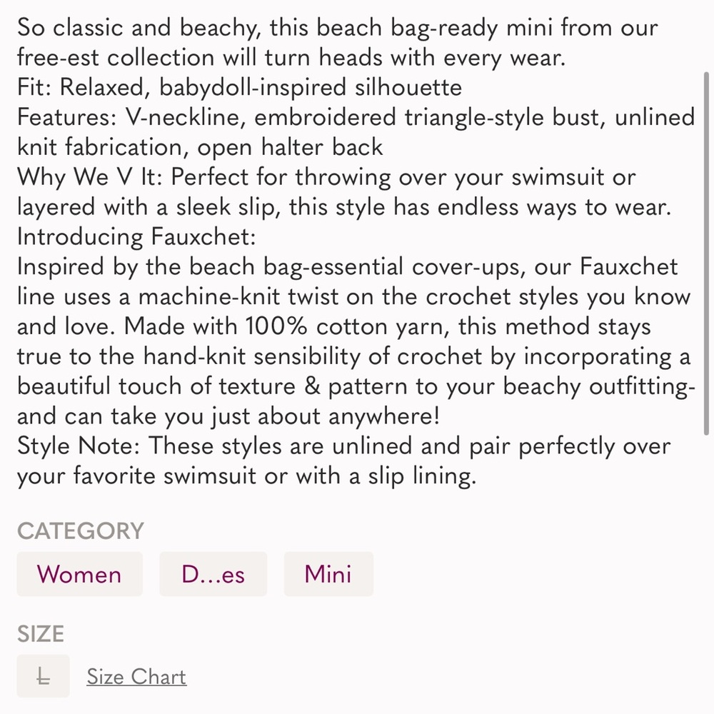 Free People! Madagascar Fauxchet Mini Dress NWOT! - Picture 5 of 5